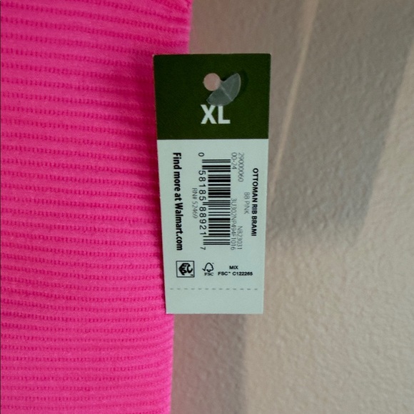 No Boundaries Hot Pink Ribbed V-Neck Bralette - Picture 3 of 5